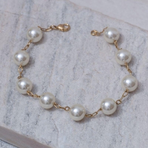 PULSEIRA PÉROLA G MIX DE ELOS BANHO OURO 18K