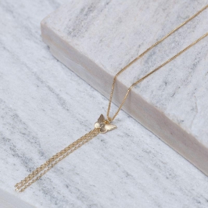 COLAR PÊNDULO BORBOLETA BANHO OURO 18K