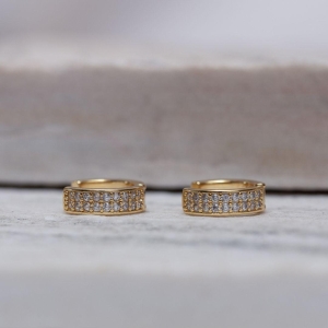 BRINCO ARGOLA 2 FILEIRAS M BANHO OURO 18K