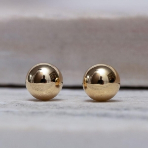 BRINCO BOLINHA DOURADA G BANHO OURO 18K