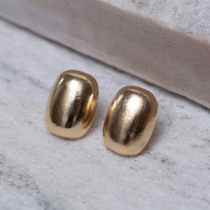 BRINCO BOTÃO FOSCO BANHO OURO 18K