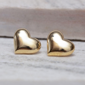 BRINCO CORAÇÃO LARGO LISO BANHO OURO 18K