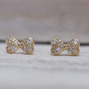 BRINCO LAÇO CRAVEJADO BANHO OURO 18K