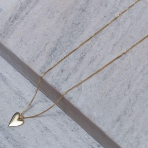 COLAR CORAÇÃO LISO BANHO OURO 18K