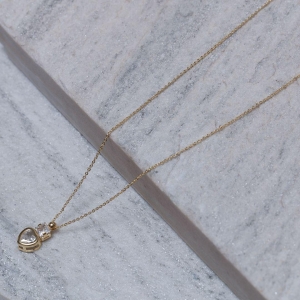 COLAR DELICADO COM CORAÇÃO CRISTAL BANHO OURO 18K