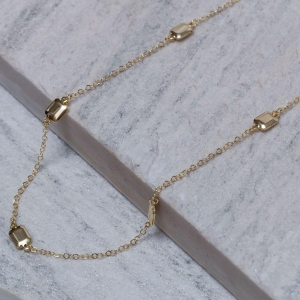 COLAR LONGO QUADRADINHOS BANHO OURO 18K
