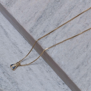 COLAR NOSSA SENHORA PP MANTO AZUL BANHO OURO 18K
