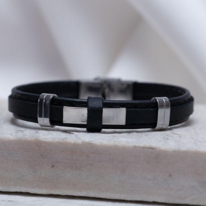PULSEIRA COURO LISO E AÇO