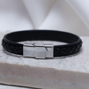 PULSEIRA COURO TRANÇADO E AÇO
