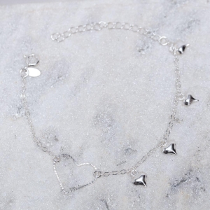 PULSEIRA PINGENTES CORAÇÕES BANHO CT BANHO PRATA