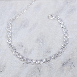 PULSEIRA RIVIERA GROSSA CRISTAL CT BANHO PRATA