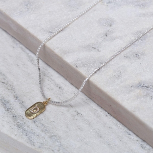 CHOKER RIVIERA PP COM LETRA D CRISTAL BANHO PRATA