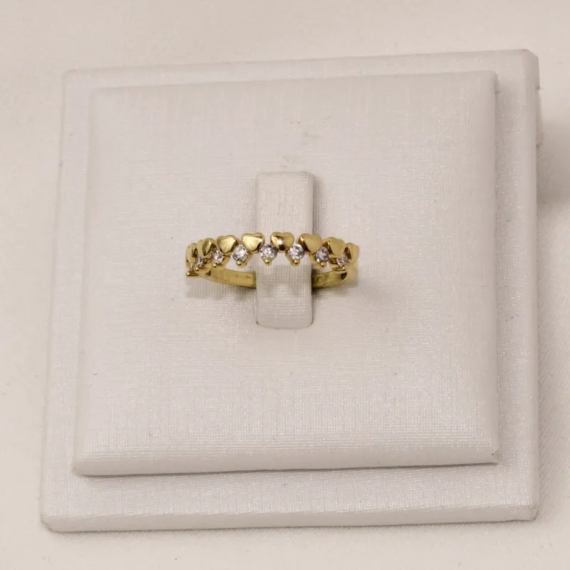 ANEL ZIRCÔNIA BÁSICO CORAÇÃO BANHO OURO 18K