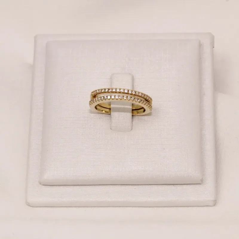 ANEL APARADOR INTEIRO EM ZIRCÔNIA BANHO OURO 18K