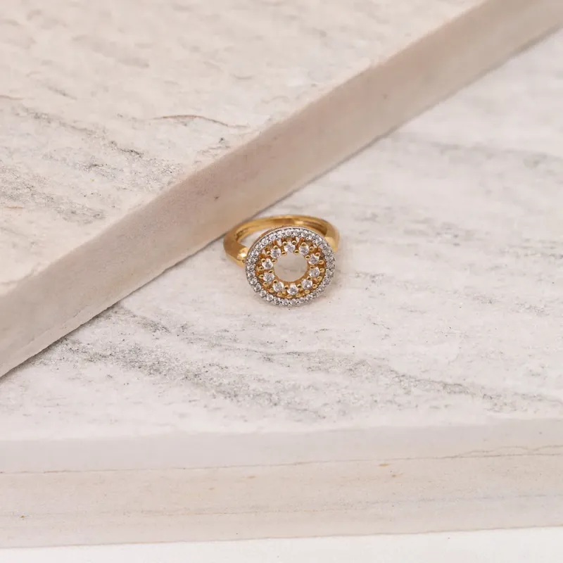 ANEL CIRCULO  ZIRCÔNIA COM RÓDIO BRANCO BANHO OURO 18K