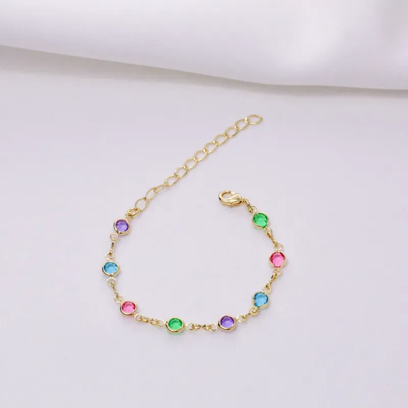 PULSEIRA INFANTIL COLORIDA BANHO OURO 18K