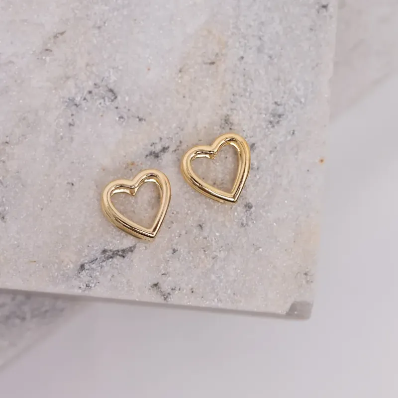 BRINCO CORAÇÃO DUPLO LISO  BANHO OURO 18K