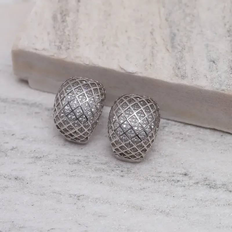 BRINCO MEIA ARGOLA COM ZIRCÔNIA BANHO OURO BRANCO