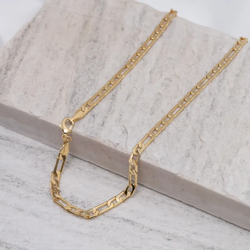 CORRENTE MASCULINA FIGARO BANHO OURO 18K