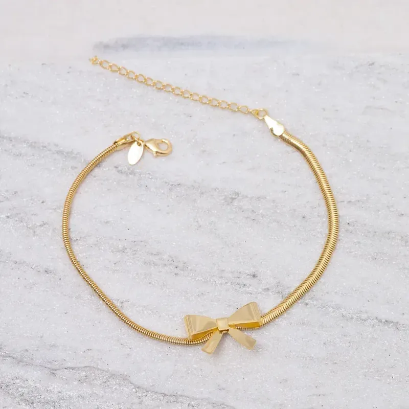PULSEIRA FIO ALEMÃO COM LAÇO BANHO OURO 18K