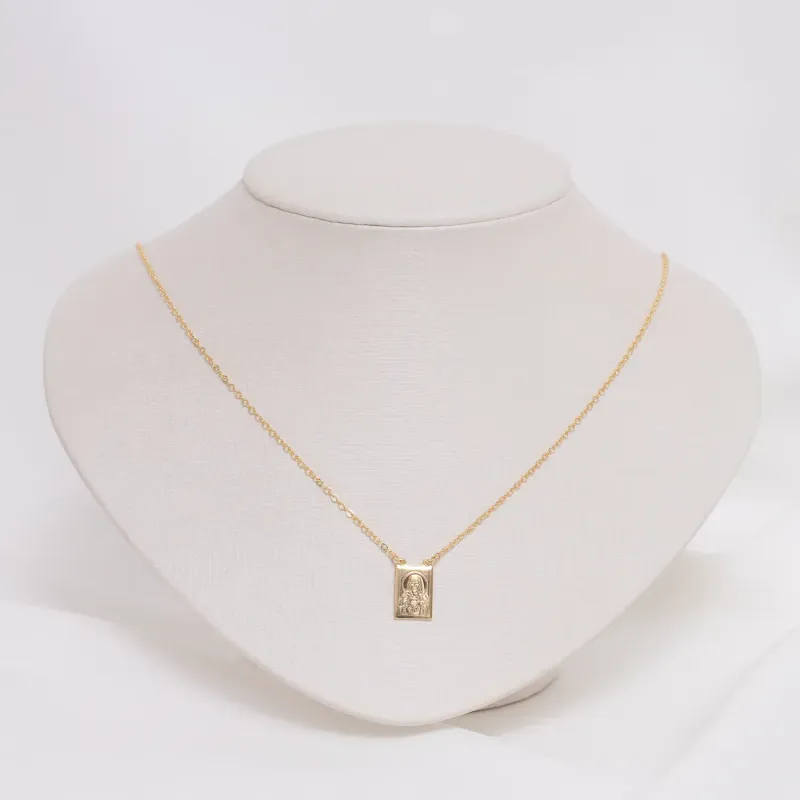 COLAR ESCAPULÁRIO SANTA MARIA E SAGRADO CORAÇÃO DE JESUS G BANHO OURO 18K