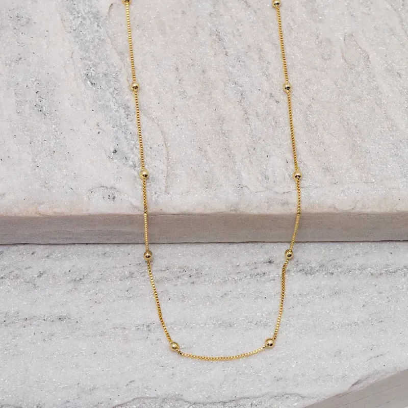 COLAR LONGO VENEZIANA COM BOLINHAS BANHO OURO 18K