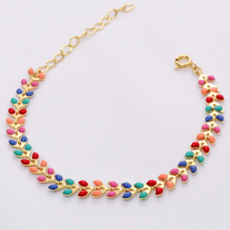 PULSEIRA COLORIDA ESMALTADA BANHO OURO 18K