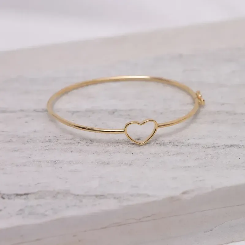BRACELETE CORAÇÃO FECHO JOIA BANHO OURO 18K