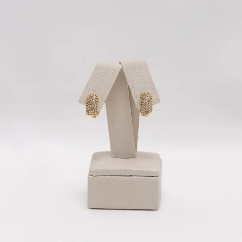 BRINCO ARGOLA OVAL ZIRCÔNIA CRISTAL P BANHO OURO 18K