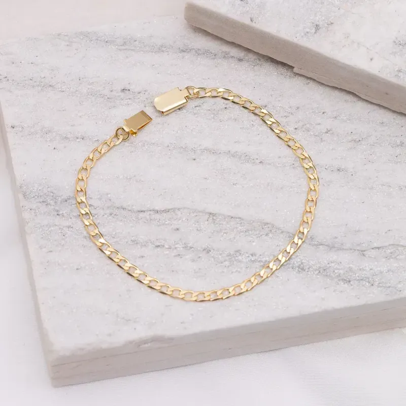 PULSEIRA MASCULINA ELOS GRUMET 3.8MM BANHO OURO 18K