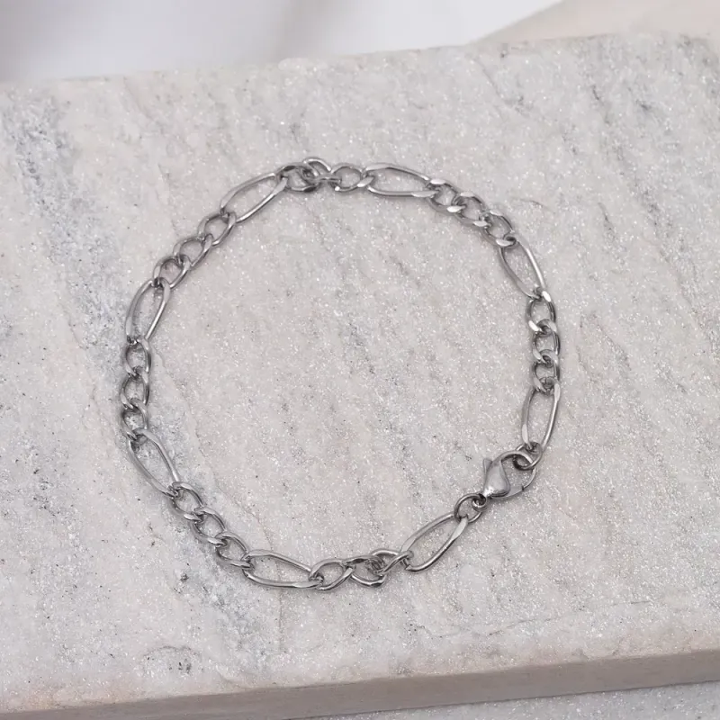 PULSEIRA MASCULINA TRÊS ELOS AÇO INOX