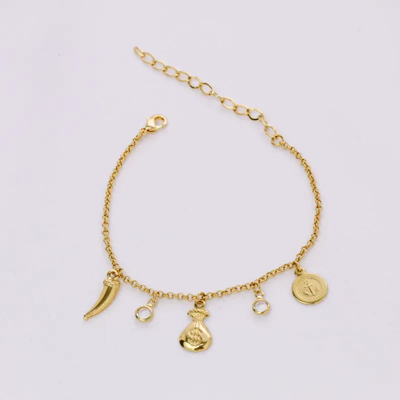 PULSEIRA PINGENTE SORTE BANHO OURO 18K