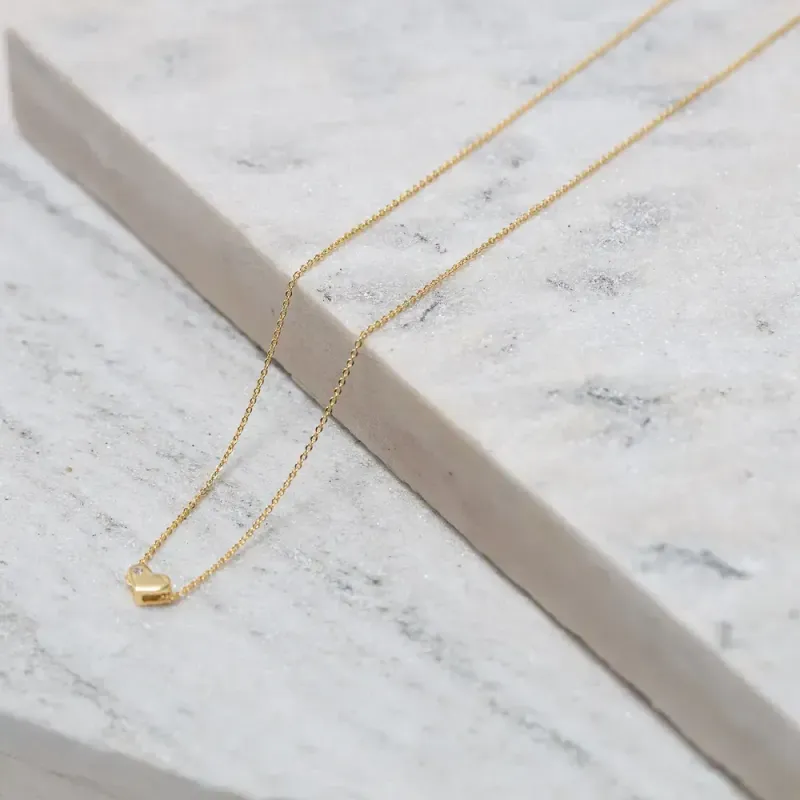 COLAR CORAÇÃO PP COM ZIRCÔNIA BANHO OURO 18K