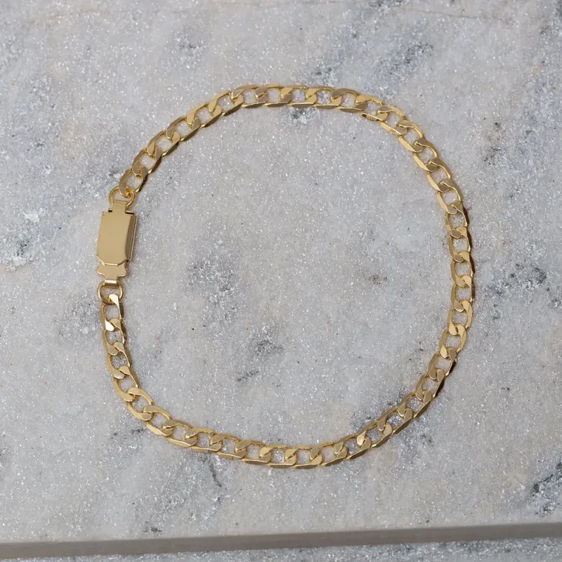 PULSEIRA MASCULINA ELOS GRUMET 4.8MM BANHO OURO 18K