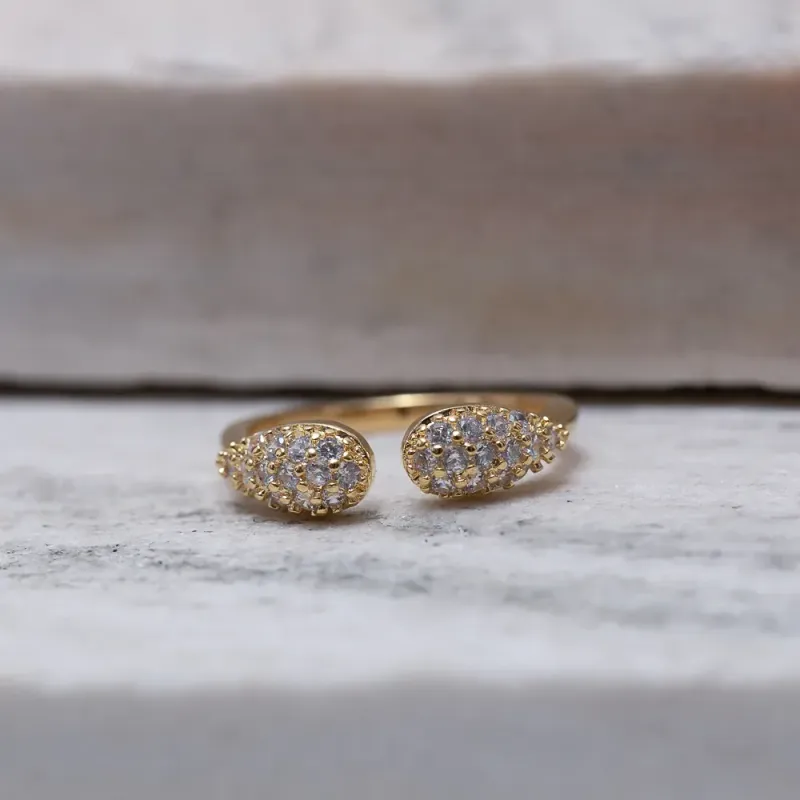 ANEL GOTAS CRAVEJADAS REGULÁVEL BANHO OURO 18K