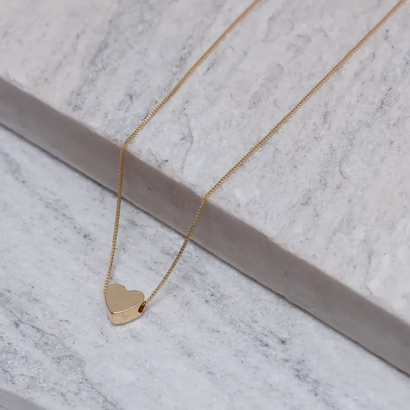 COLAR CORAÇÃO ABAULADO LISO BANHO OURO 18K