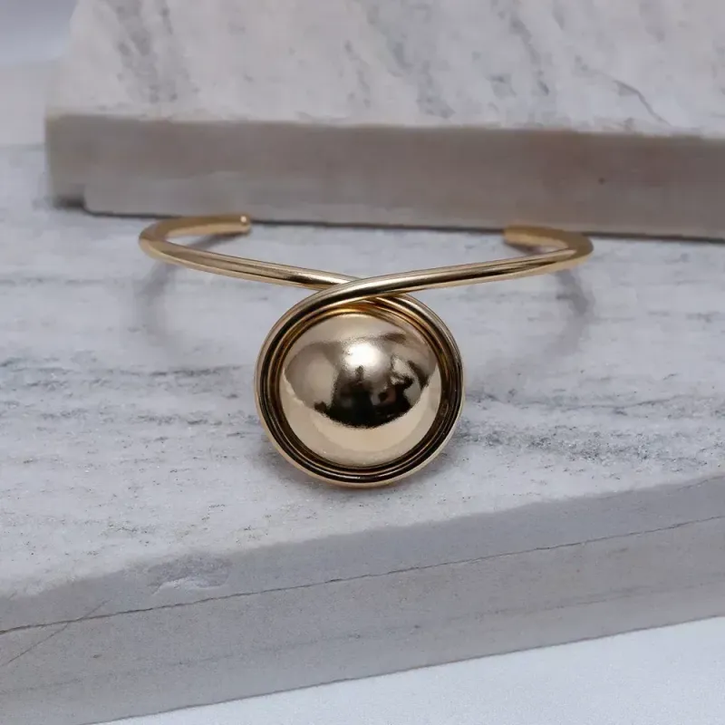 BRACELETE ESFERA ABAULADA BANHO OURO 18K