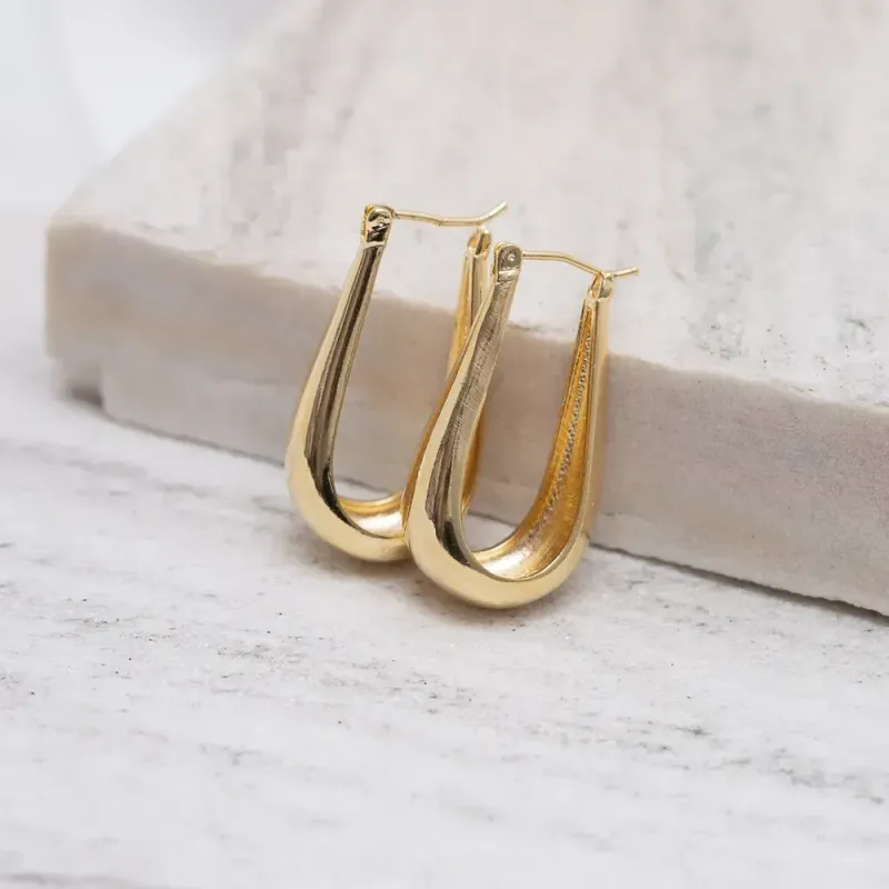 BRINCO ARGOLA ABAULADA FECHO JOIA BANHO OURO 18K