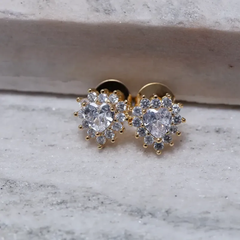 BRINCO CORAÇÃO G COM ZIRCÔNIA CRISTAL BANHO OURO 18K