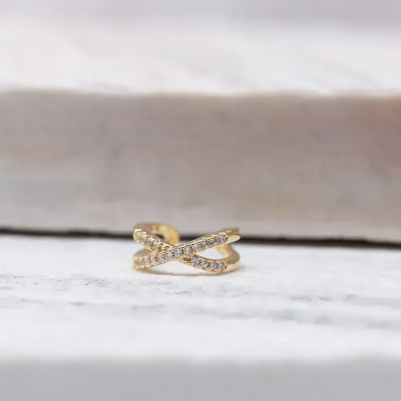 BRINCO FAKE X CRAVEJADO BANHO OURO 18K