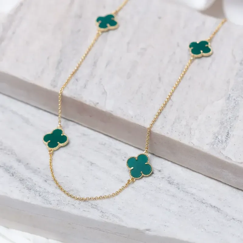 COLAR LONGO VIRGINIA VERDE BANHO OURO 18K