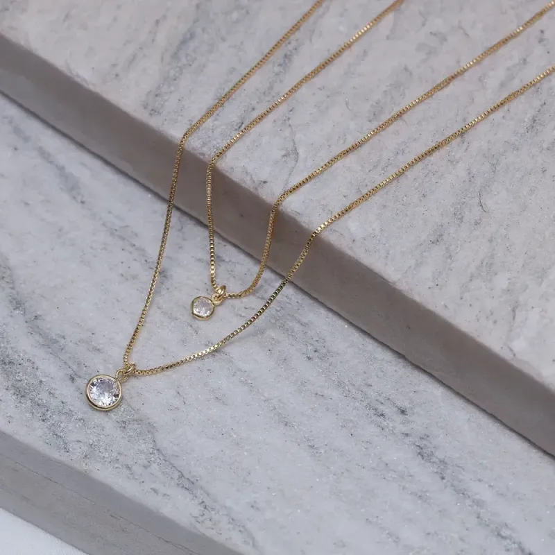 COLAR PONTO DE LUZ DUPLO BANHO OURO 18K