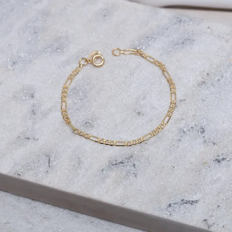 PULSEIRA INFANTIL MASCULINA ELOS DUPLOS BANHO OURO 18K