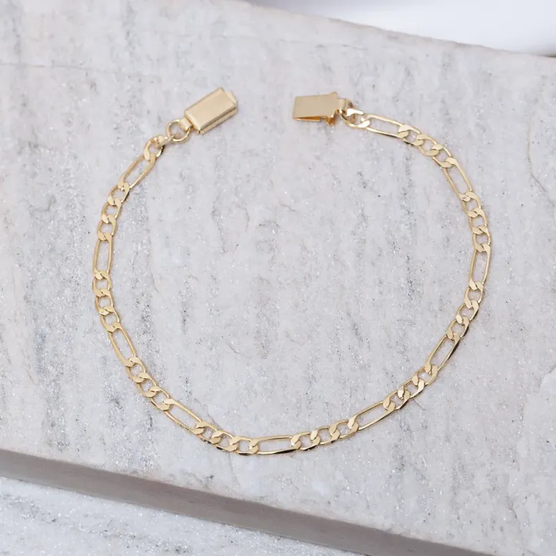 PULSEIRA MASCULINA ELOS DUPLOS BANHO OURO 18K