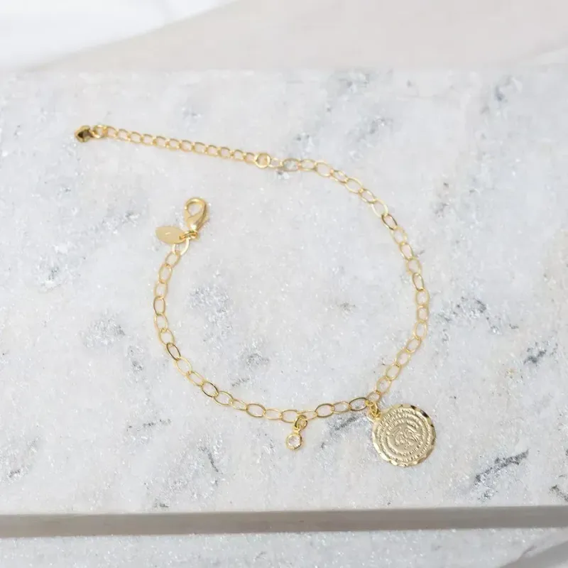 PULSEIRA ANJO PROTETOR COM PEDRA CRISTAL BANHO OURO 18K