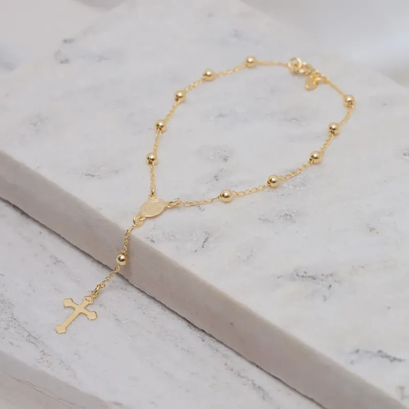 PULSEIRA TERÇO TRADICIONAL BANHO OURO 18K