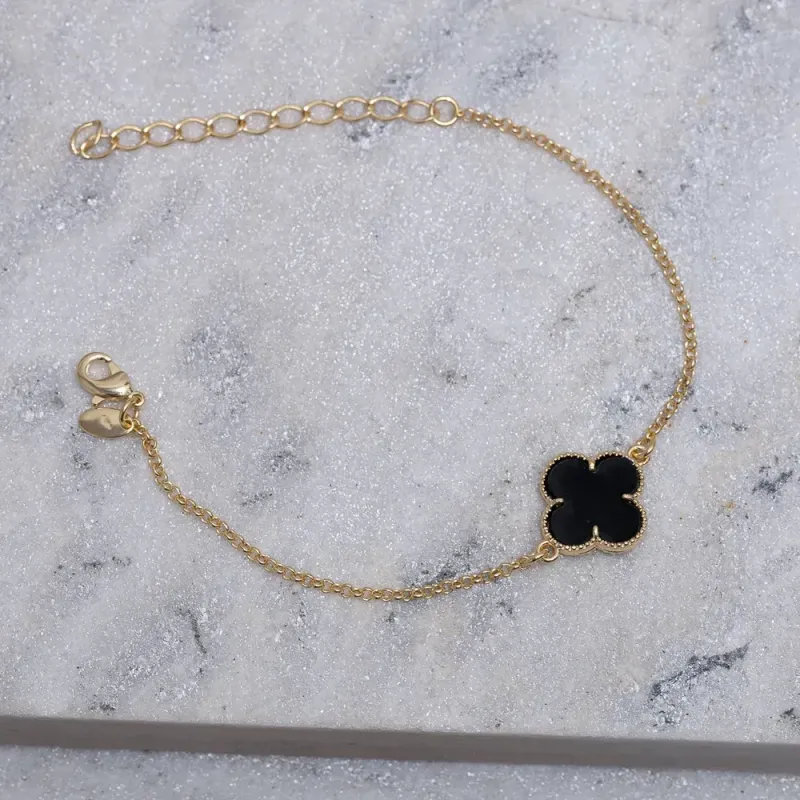 PULSEIRA VIRGINIA PRETO BANHO OURO 18K