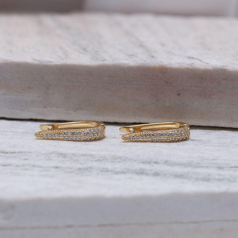 BRINCO ARGOLA HARPA CRAVEJADA BANHO OURO 18K