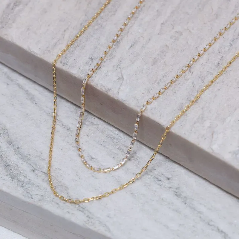 CHOKER DUPLA COM ZIRCÔNIAS CRISTAIS BANHO OURO 18K