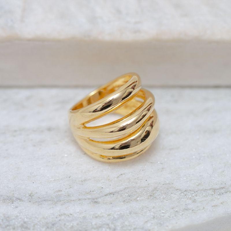 ANEL LISO GRANDE BANHO OURO 18K